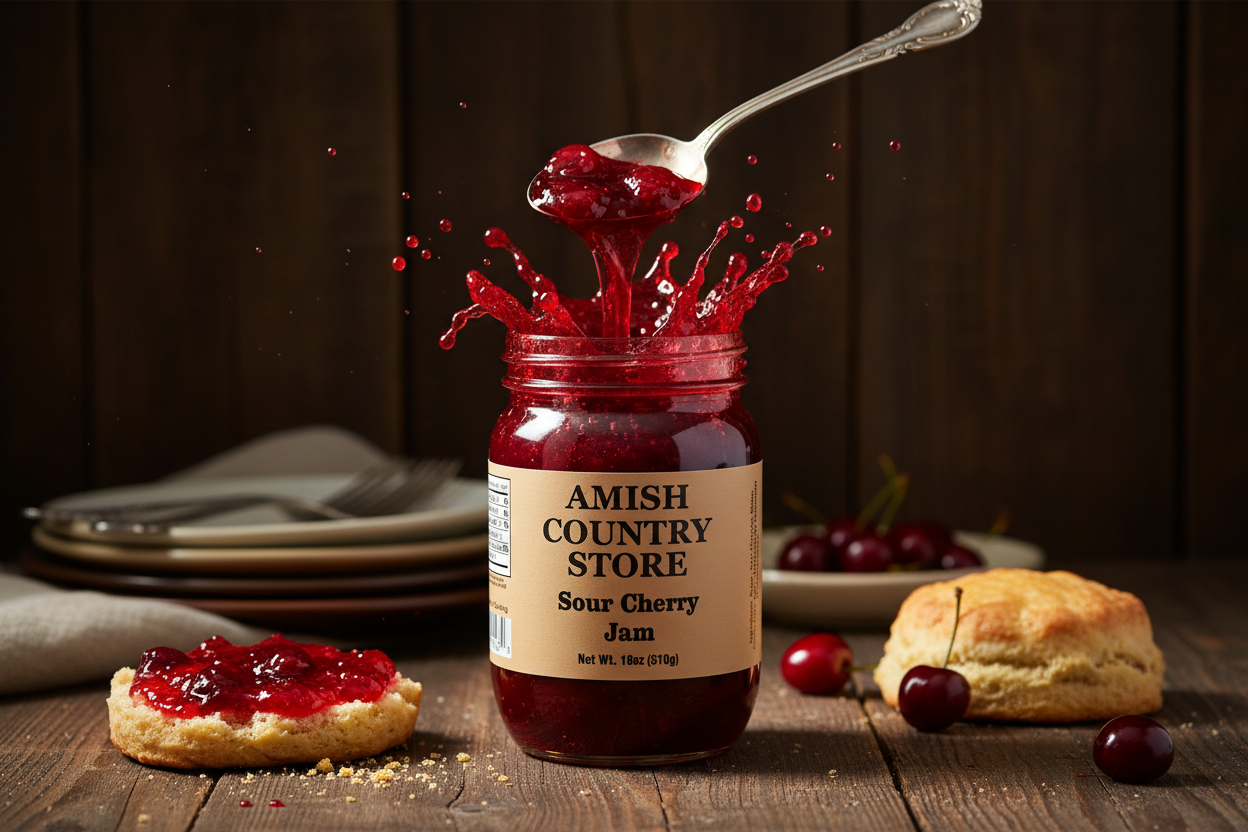 Sour Cherry Jam | Tart Old-Fashioned Fruit Spread | 18 oz – Amish