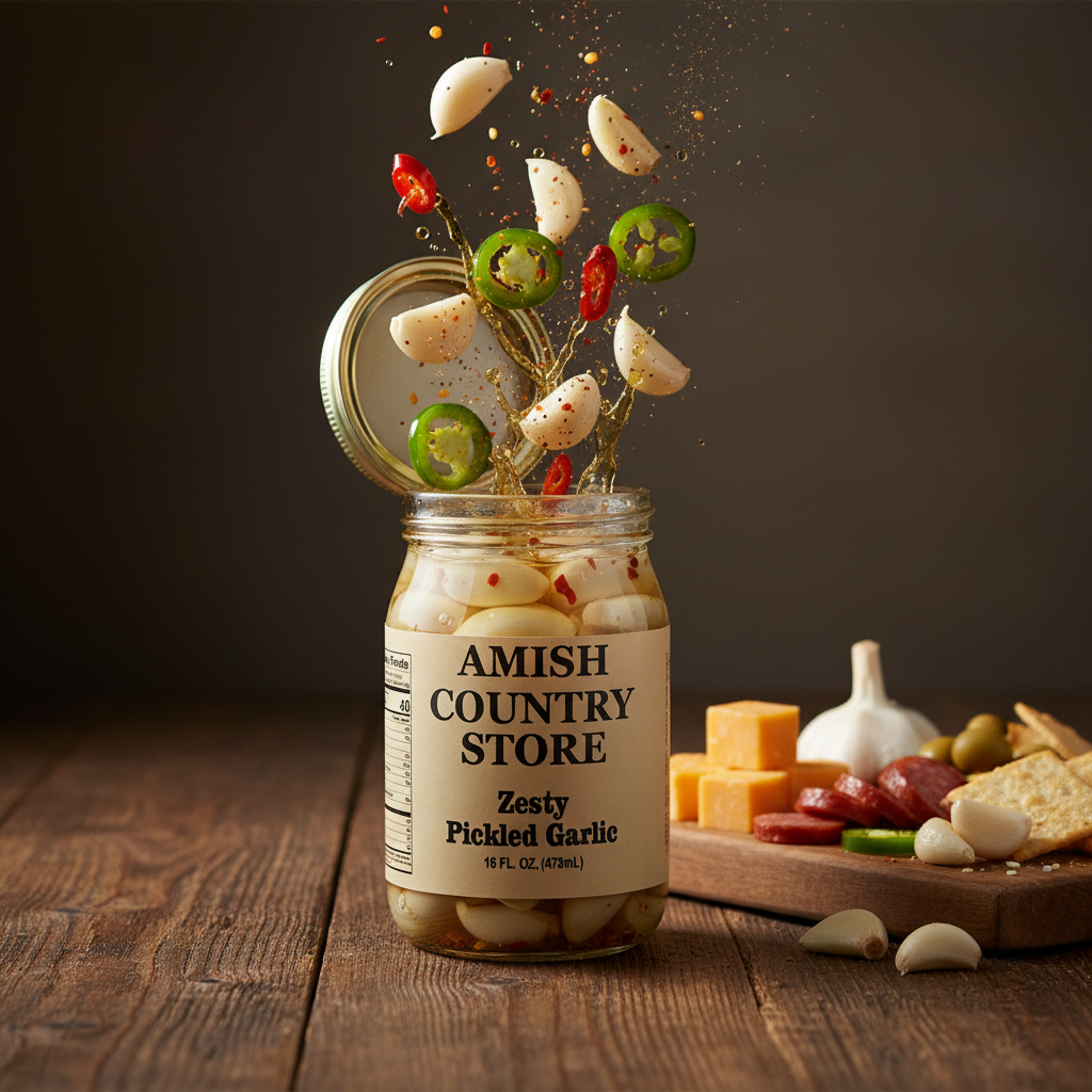 Zesty Pickled Garlic | Jalapeño Garlic Cloves | 16 oz – Amish