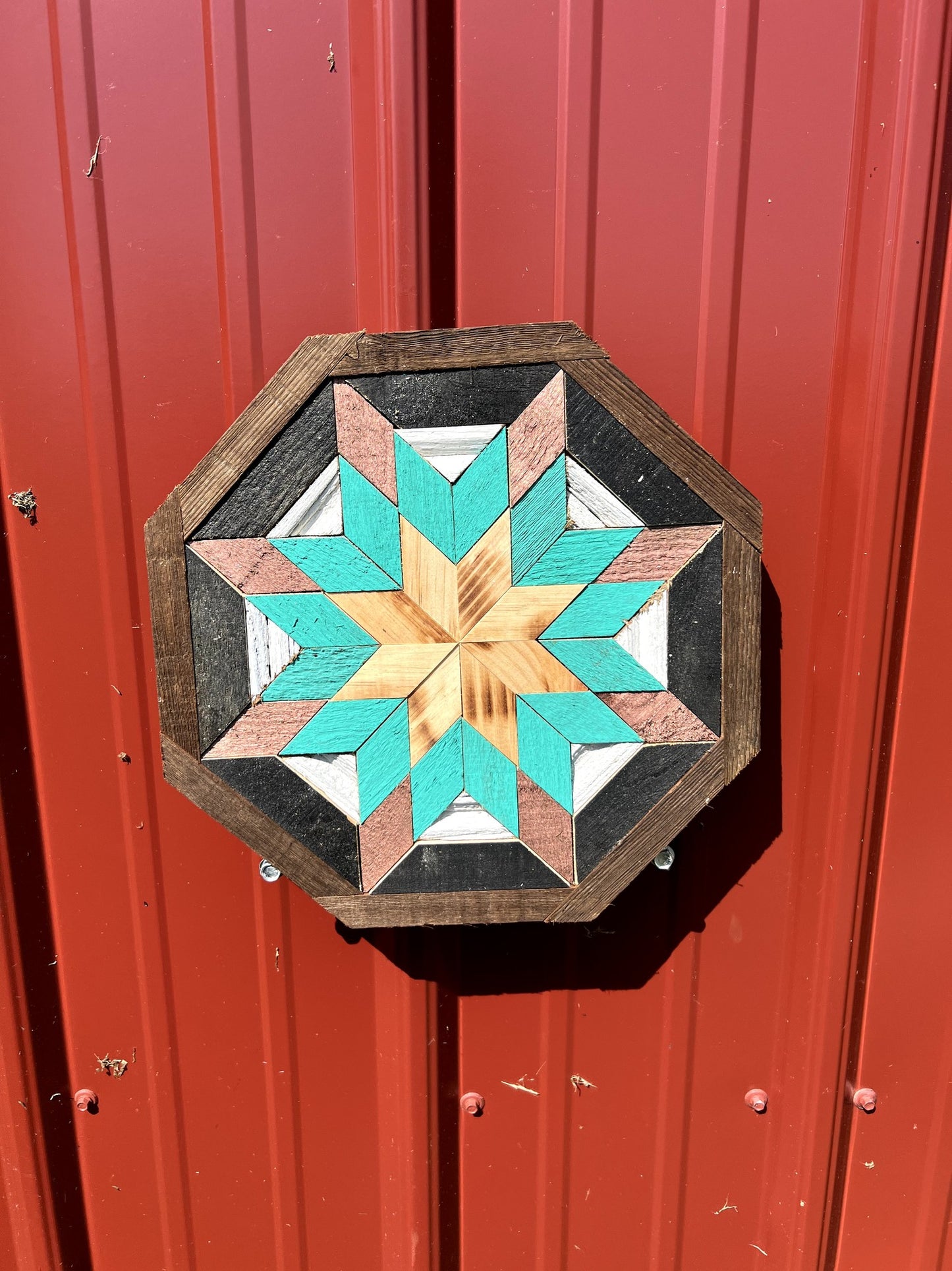 Handmade Amish Barn Quilt 10.5" x 10.5" - Hand Painted Wood Wall Art