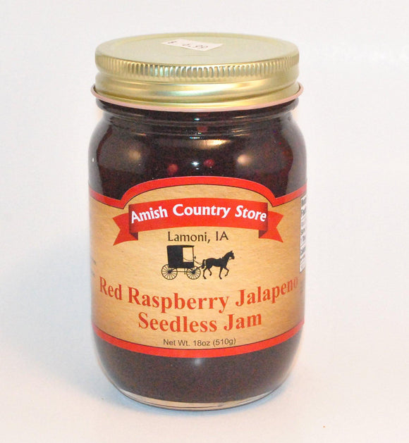 Red Raspberry Jalapeno Seedless Jam 18oz - Amish Country Store- bringing Amish quality into your home.