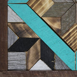 Amish Barn Quilt Wall Art, 10.5 x 10.5  Turquoise and Black Starburst