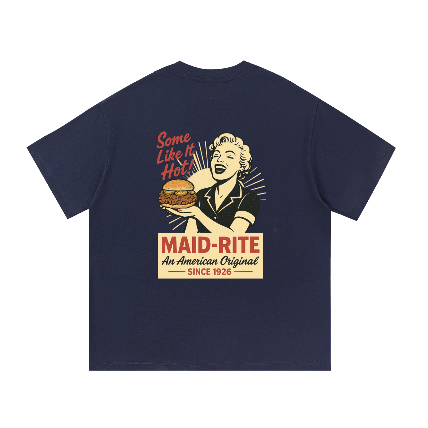 Maid-Rite “Some Like It Hot!” Vintage Diner T-Shirt – Navy