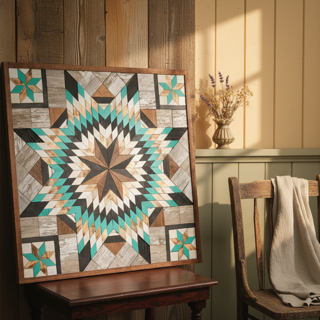 Amish Handmade Barn Quilt Wall Art – Reclaimed Barn Wood – 30.5” x 30.5”