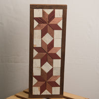 Handmade Amish 3 Stars Barn Quilt Wall Art – 15.5in x 6in Reclaimed Wood Mosaic