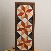 Handmade Amish 3 Stars Barn Quilt Wall Art – 15.5in x 6in Reclaimed Wood Mosaic
