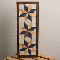 Handmade Amish 3 Stars Barn Quilt Wall Art – 15.5in x 6in Reclaimed Wood Mosaic