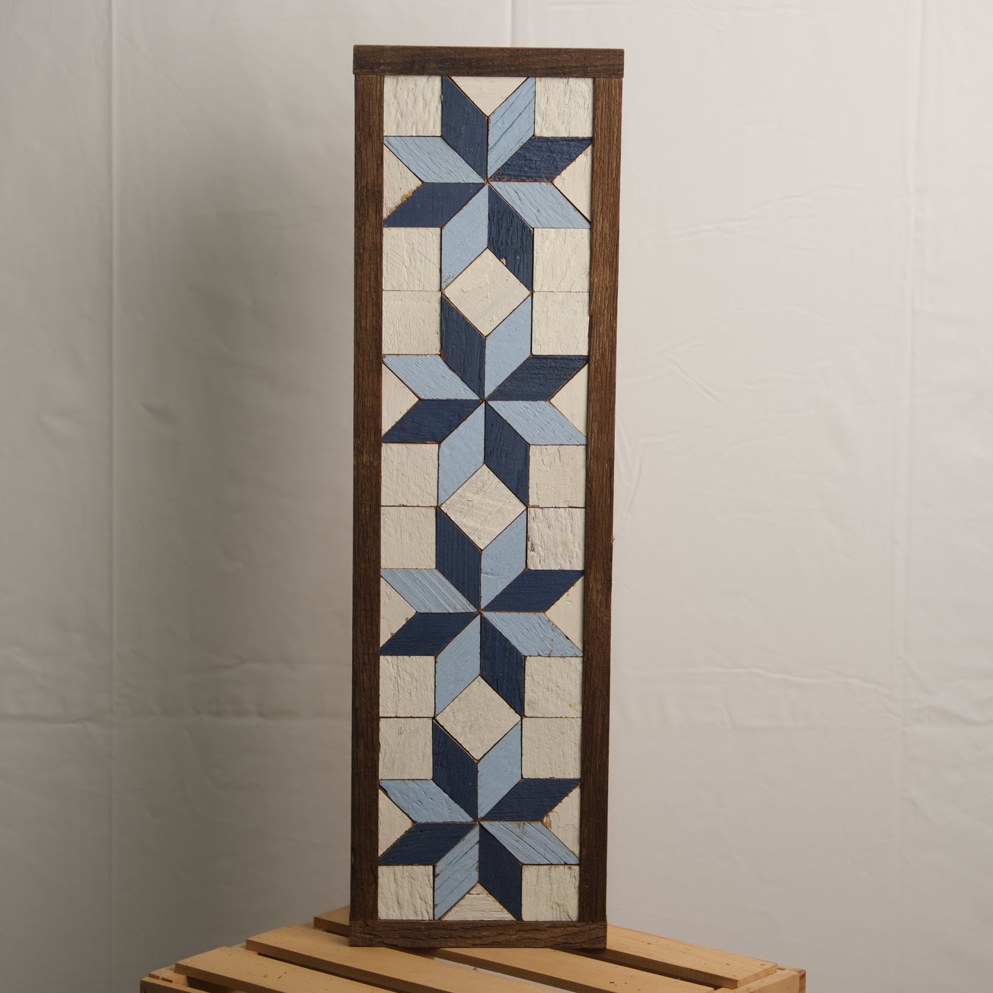 Handmade Amish 4 Stars Barn Quilt Wall Art – 20.5in x 6in x 2in Reclaimed Wood Mosaic