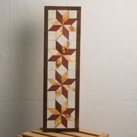 Handmade Amish 4 Stars Barn Quilt Wall Art – 20.5in x 6in x 2in Reclaimed Wood Mosaic