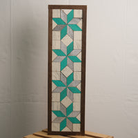 Handmade Amish 4 Stars Barn Quilt Wall Art – 20.5in x 6in x 2in Reclaimed Wood Mosaic