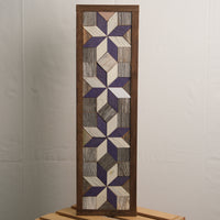 Handmade Amish 4 Stars Barn Quilt Wall Art – 20.5in x 6in x 2in Reclaimed Wood Mosaic