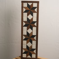 Handmade Amish 4 Stars Barn Quilt Wall Art – 20.5in x 6in x 2in Reclaimed Wood Mosaic