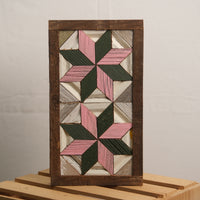 Handmade Amish 2 Stars Barn Quilt Wall Art – 10.75in x 6in Reclaimed Wood Mosaic