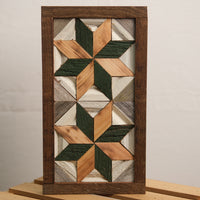 Handmade Amish 2 Stars Barn Quilt Wall Art – 10.75in x 6in Reclaimed Wood Mosaic