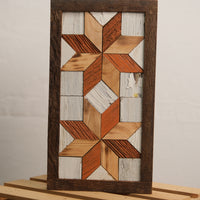 Handmade Amish 2 Stars Barn Quilt Wall Art – 10.75in x 6in Reclaimed Wood Mosaic