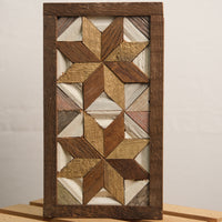 Handmade Amish 2 Stars Barn Quilt Wall Art – 10.75in x 6in Reclaimed Wood Mosaic
