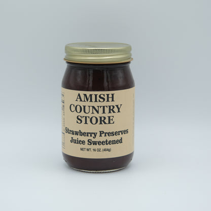 Juice-Sweetened Strawberry Preserves | Amish Country Store | 16 oz
