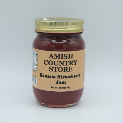 Banana Strawberry Jam | Sweet Old-Fashioned Fruit Spread | 18 oz