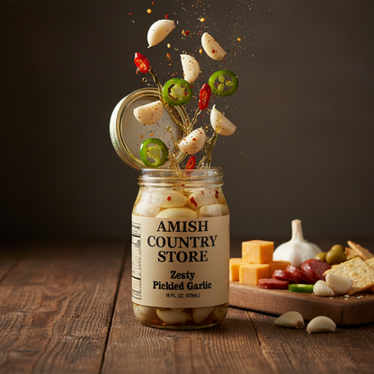 Zesty Pickled Garlic | Jalapeño Garlic Cloves | 16 oz