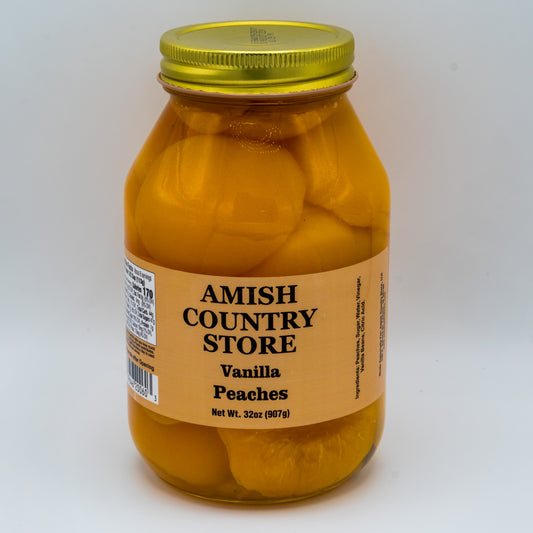 Vanilla Peaches in Syrup (Real Vanilla Bean) 32 oz | Amish Country Store