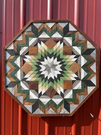 Amish Handmade Barn Quilt Wall Art – Reclaimed Barn Wood – 30.5” x 30.5” - Octagon