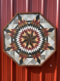Amish Handmade Barn Quilt Wall Art – Reclaimed Barn Wood – 30.5” x 30.5” - Octagon