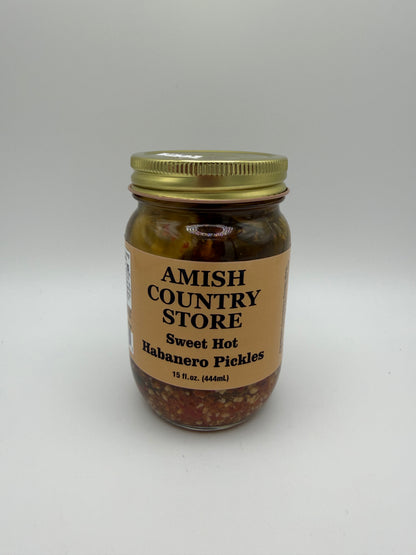 Sweet Hot Habanero Pickles | Sweet & Spicy Pickle Chips | 15 fl. oz.