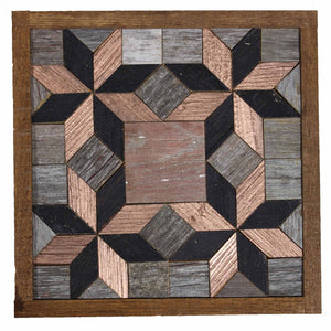 Amish Barn Quilt Wall Art, 10.5 x 10.5  Copper and Black Stars