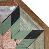 Amish Barn Quilt Wall Art, 10.5 x 10.5  Octagon: Sage Green, Black, Copper Star