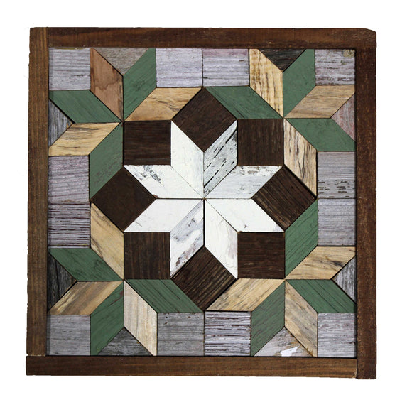 Amish Barn Quilt Wall Art, 10.5 x 10.5  Sage green and white stars