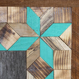 Amish Barn Quilt Wall Art, 10.5 x 10.5  Turquoise Stars