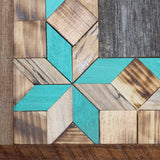 Amish Barn Quilt Wall Art, 10.5 x 10.5  Turquoise Stars