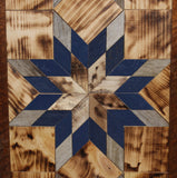 Amish Barn Quilt Wall Art, 30 by 10.5 Blue and White Stars