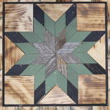 Amish Barn Quilt Wall Art, 2 by 2 Sage Green and Black Stars