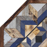 Amish Barn Quilt Wall Art, 2 by 2 Octagon: Blue Flower