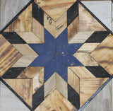 Amish Barn Quilt Wall Art, 2 by 2 Blue and Black Starbust