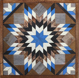 Amish Barn Quilt Wall Art, 2 by 2 Blue, Black, and White Star