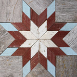 Amish Barn Quilt Wall Art, 2 by 2 Blue and Red Flower