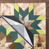 Amish Barn Quilt Wall Art, 2 by 2  Green and Yellow Flowerburst
