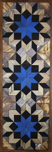 Amish Barn Quilt Wall Art, 30 by 10.5 Blue and Black Flowers