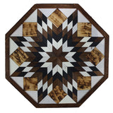 Amish Barn Quilt Wall Art, 2 by 2 Octagon: Black, Brown, and White Flower