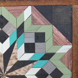 Amish Barn Quilt Wall Art, 2 by 2 Turquoise and Green Flower