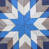 Amish Barn Quilt Wall Art, 2 by 2 Blue and White Flower
