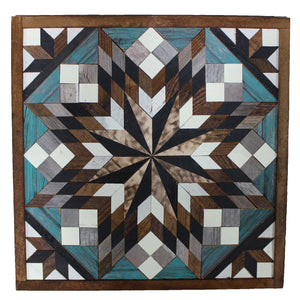 Amish Barn Quilt Wall Art, 2 by 2 Green and Brown Flower