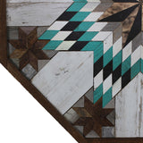 Amish Barn Quilt Wall Art, 3 by 3 Large Octagon: Turquoise and White Star