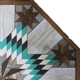 Amish Barn Quilt Wall Art, 3 by 3 Large Octagon: Turquoise and White Star