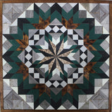 Amish Barn Quilt Wall Art, 3 by 3 Large Forest Green and Gray Flower