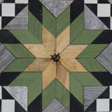 Amish Barn Quilt Wall Art, 3 by 3 Large Green and Copper Flower