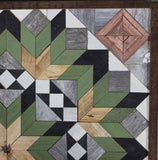 Amish Barn Quilt Wall Art, 3 by 3 Large Green and Copper Flower