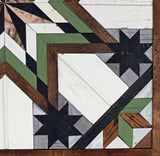 Amish Barn Quilt Wall Art, 3 by 3 Large Green and Black Starburst