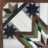 Amish Barn Quilt Wall Art, 3 by 3 Large Green and Black Starburst